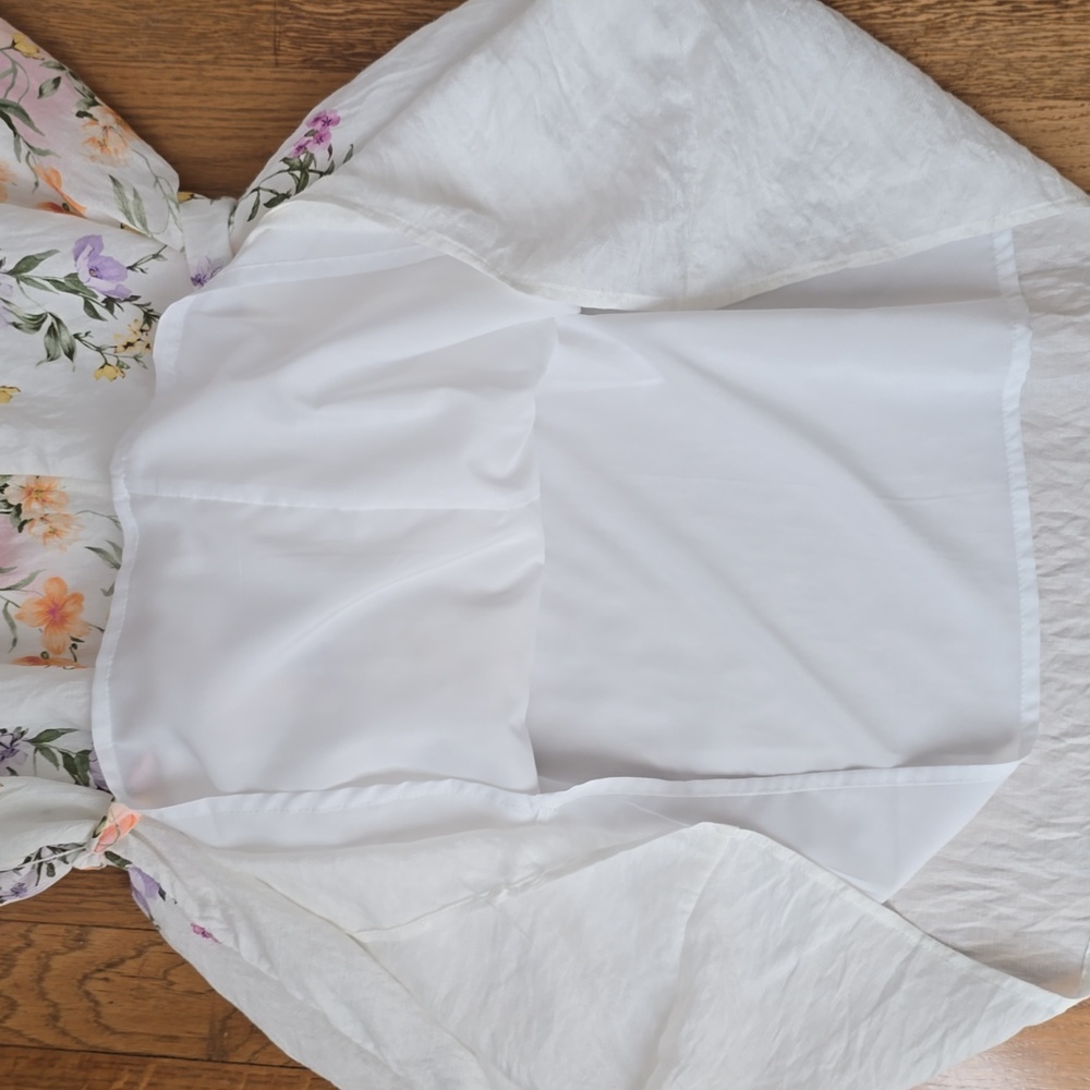 52SEVEN BRAND WOMEN'S PLUS WHITE AND PURPLE LINED FLORAL DRESS SIZE 14W - Picture 15 of 16
